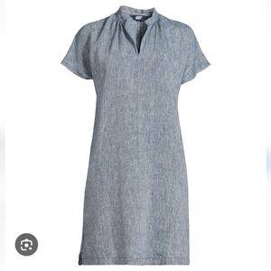 Lands End Linen Dolman Sleeve Peasent Above Knee Dress With Pockets Size S.